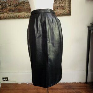 Black leather pencil skirt